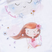 Pijama Infantil Alakazoo Sonho Branco e Azul - estampa ludica de menininha