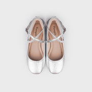 Sapato Infantil Pampili Ballet Texturizado Prata - superior do sapato