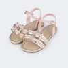Sandália Infantil Feminina Mili Lacinhos com Strass Rosa e Dourado