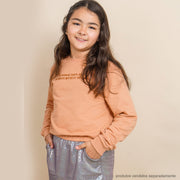 Blusa Infantil Vallen Moletom Manga Longa e Elástico Caramelo
