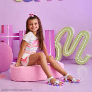 Sandália de Led Infantil Feminina Lulli Flores Prata