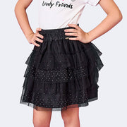 Saia de Tule Infantil Pampili Strass Preta