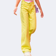 Calça Wide Leg Vic&Vicky Sarja Amarela