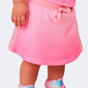 Short Saia Infantil Pampili Tule e Strass Rosa