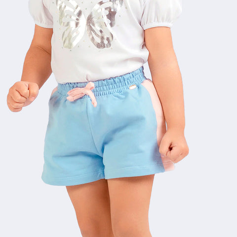 Short Infantil Pampili Cordão Azul e Rosa
