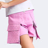 Short Saia Infantil Pampili Cargo Bolsos com Strass Rosa