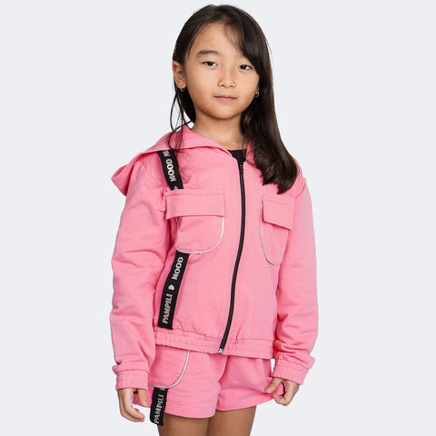 Jaqueta Infantil Feminina Pampili Capuz Mood Rosa