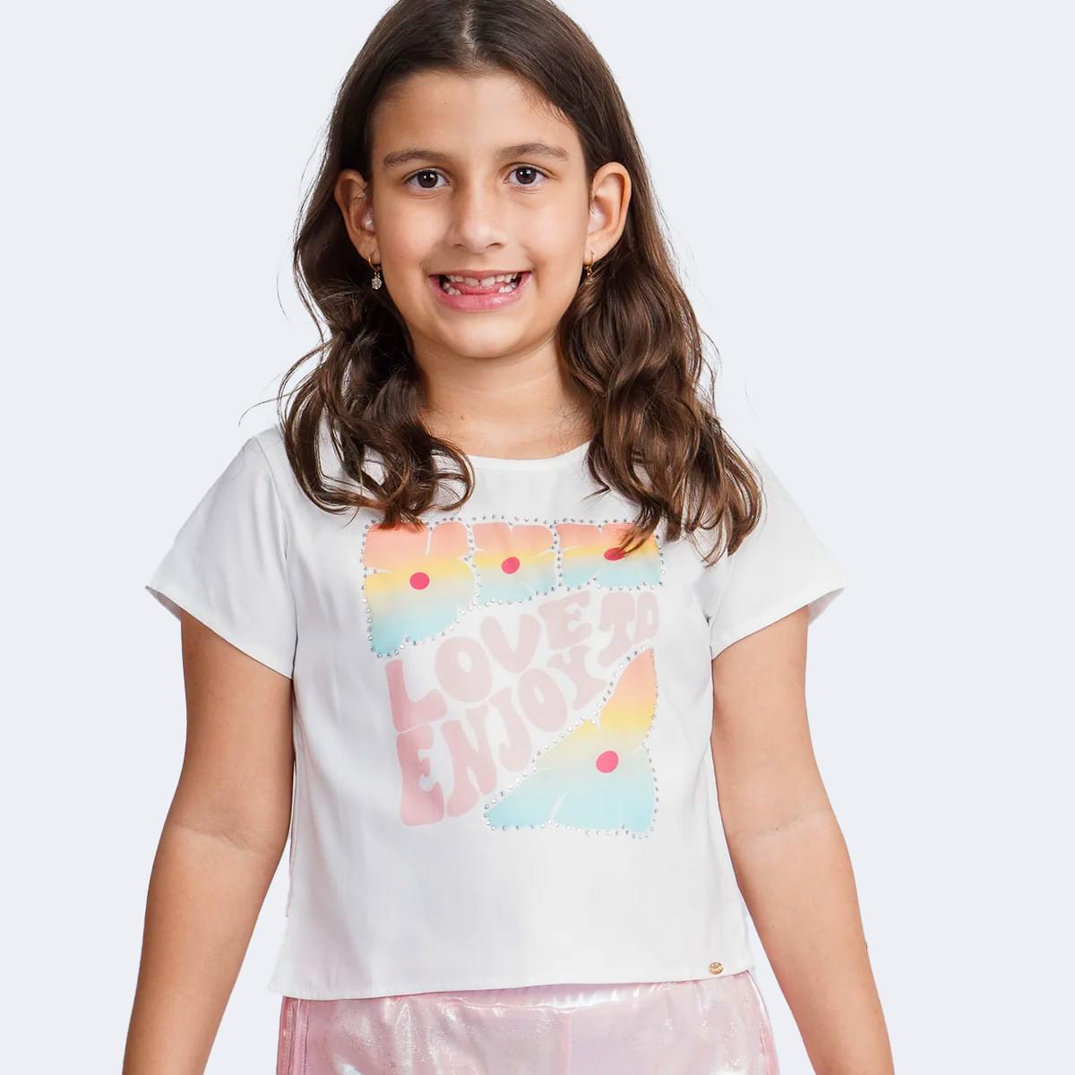 Camiseta Infantil Pampili Love To Enjoy Off White