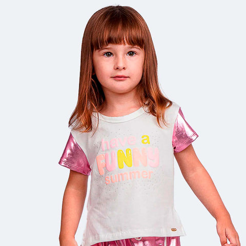 Camiseta Infantil Pampili Funny Summer Branca