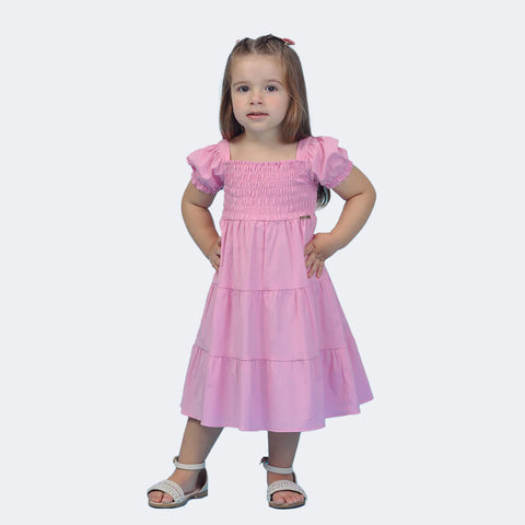 Vestido de Festa Infantil Bambollina Três Marias Lastex Rosa