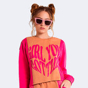 Blusa Infantil Vallen Moletom Manga Longa Girl Caramelo