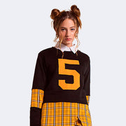 Blusa Infantil Vallen Moletom Manga Longa Preto e Amarelo