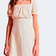 Vestido Infantil Vic&Vicky Anarruga Off White e Neon