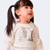 Blusa Manga Longa Infantil Feminina Cute Off White