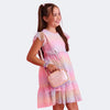 Vestido Infantil Pampili Babados em Tule com Corações Rosa