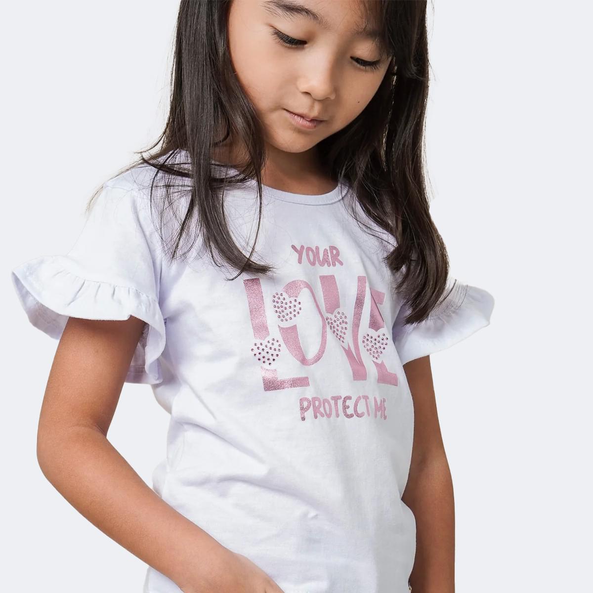 Camiseta Infantil Feminina Love Branca