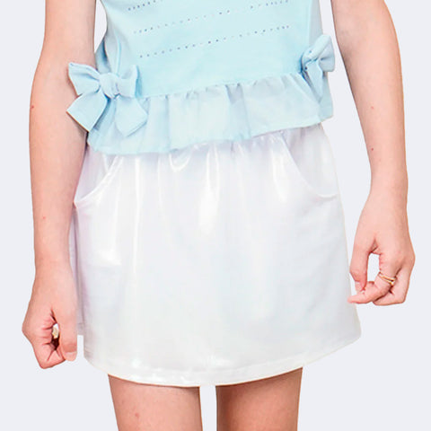 Saia Infantil Pampili com Brilho Furta-Cor Branca