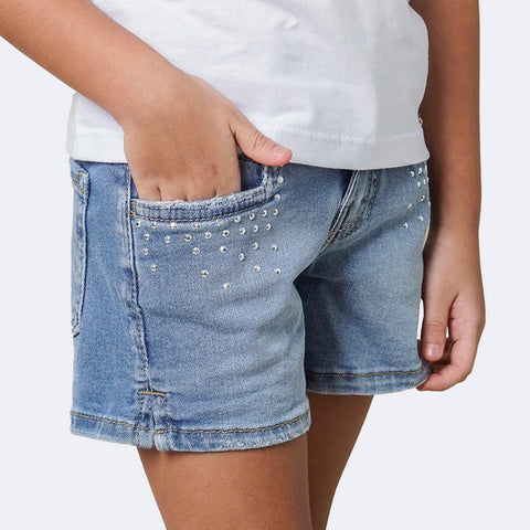 Short Jeans Infantil Pampili com Strass