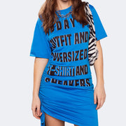 Vestido Infantil Vallen Malha Oversized Azul