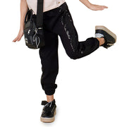 Calça Jogger Infantil Pampili Moletom Paetê Preta