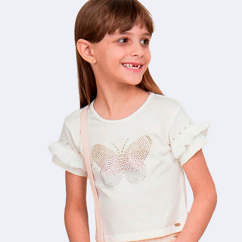 Camiseta Infantil Pampili Borboleta Off White