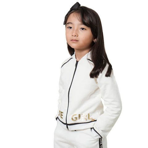 Jaqueta Infantil Feminina Pampili Moletom Cute Girl Off White