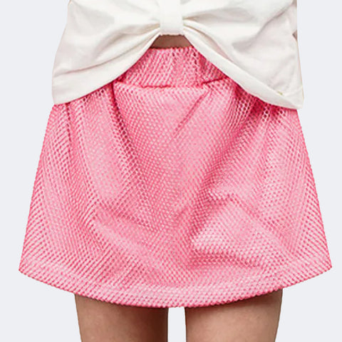 Short Saia Infantil Pampili Telado Rosa Neon