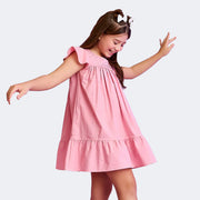 Vestido Infantil Pampili Evasê com Babados Rosa Claro
