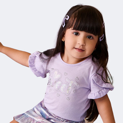Camiseta Infantil Pampili Sweet com Babados Lilás