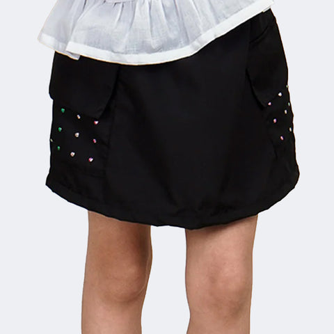 Saia Infantil Pampili Cargo com Hotfix Colorido Preta