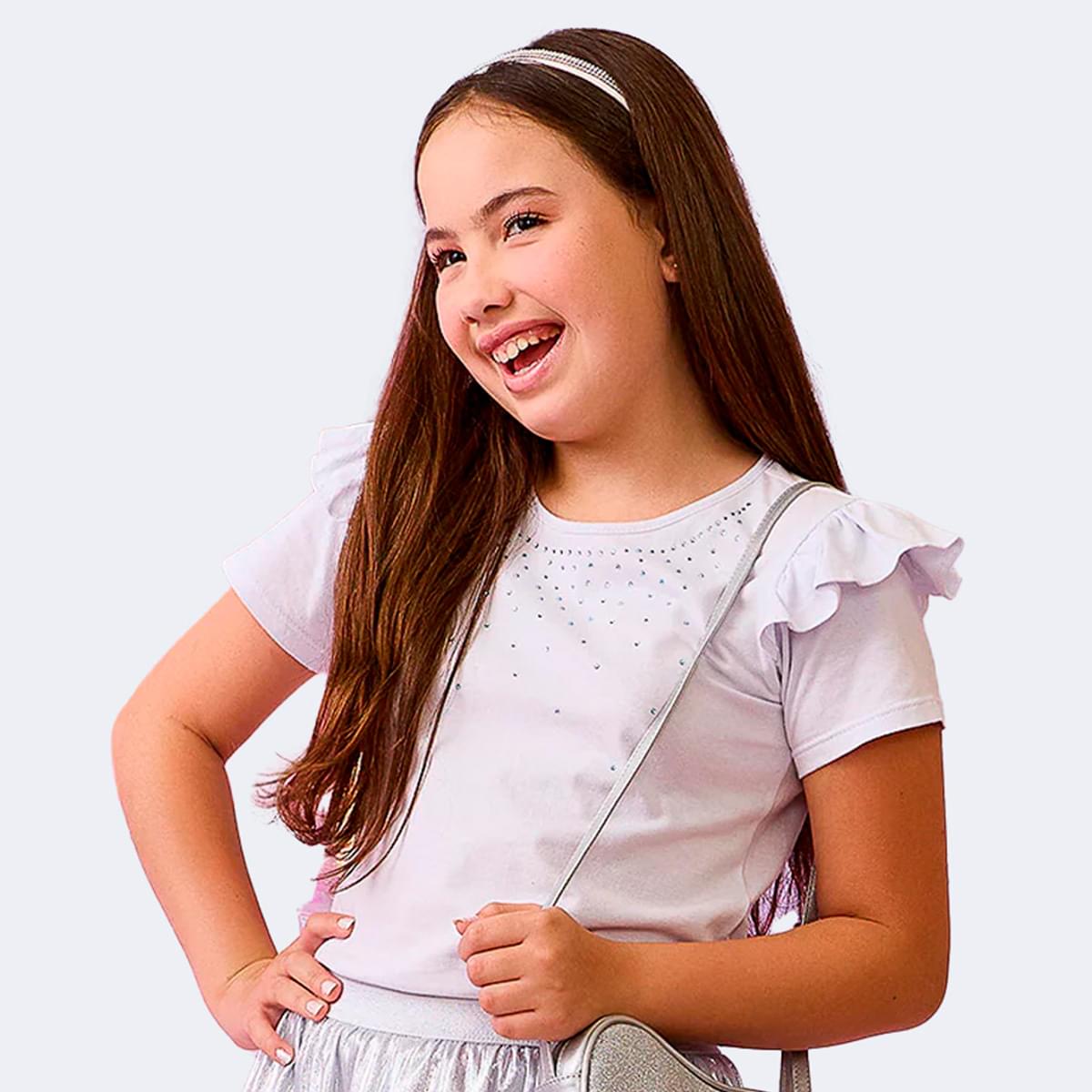 Camiseta Infantil Pampili com Strass Branca