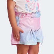 Short Infantil Pampili Evasê com Brilho Tie Dye