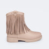 Bota de Franja Infantil Pampili Safira Western Cano Baixo Bege