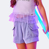 Short Infantil Pampili Bolsos com Tachas Lilás