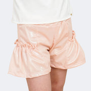 Short Infantil Pampili Acetinado com Babado Pêssego