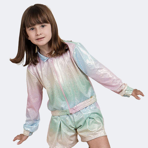 Jaqueta Infantil Pampili Degradê com Brilho Tie Dye
