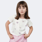 Camiseta Infantil Pampili com Mini Corações Pampili