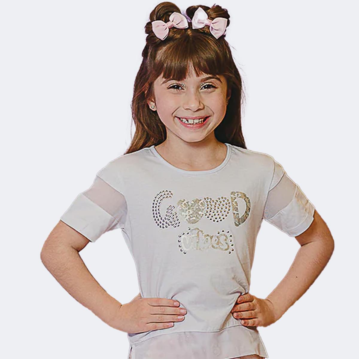 Camiseta Infantil Pampili Good Vibes Branca