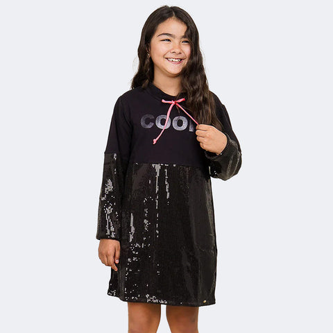 Vestido Infantil Manga Longa Pampili Cool Preto