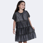 Vestido de Tule Infantil Pampili Camadas Glitter Preto