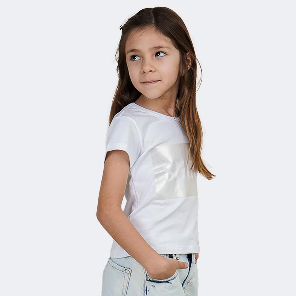 Camiseta Infantil Pampili Shine Holográfica Branca
