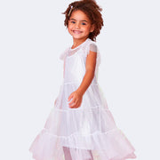 Vestido Infantil Pampili Sobreposição Tule Branco e Prata