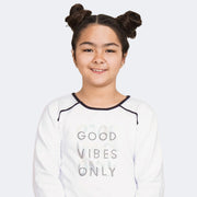 Camiseta Manga Longa Infantil Pampili Good Vibes Only Branca