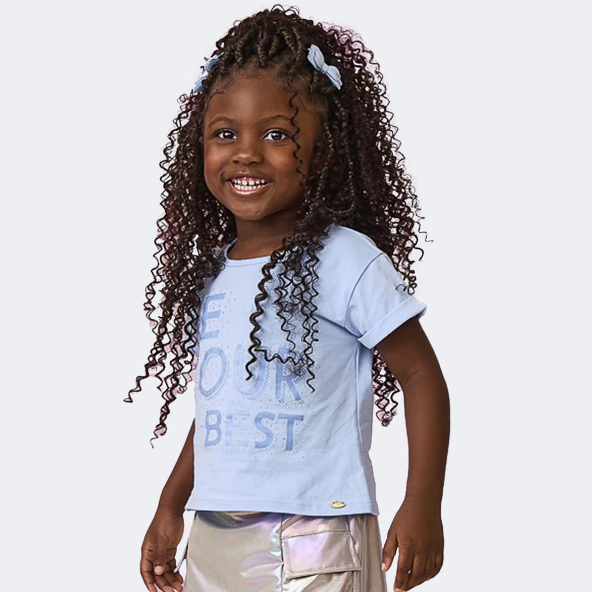 Camiseta Infantil Feminina Kids Be Your Best Azul
