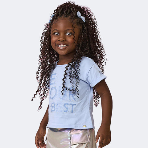 Camiseta Infantil Feminina Kids Be Your Best Azul