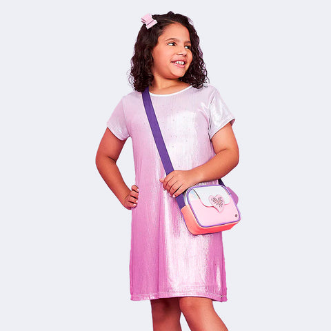 Vestido Infantil Pampili Strass Rosa Metalizado