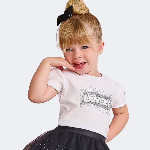 Camiseta Infantil Feminina Mini Lovely Branca