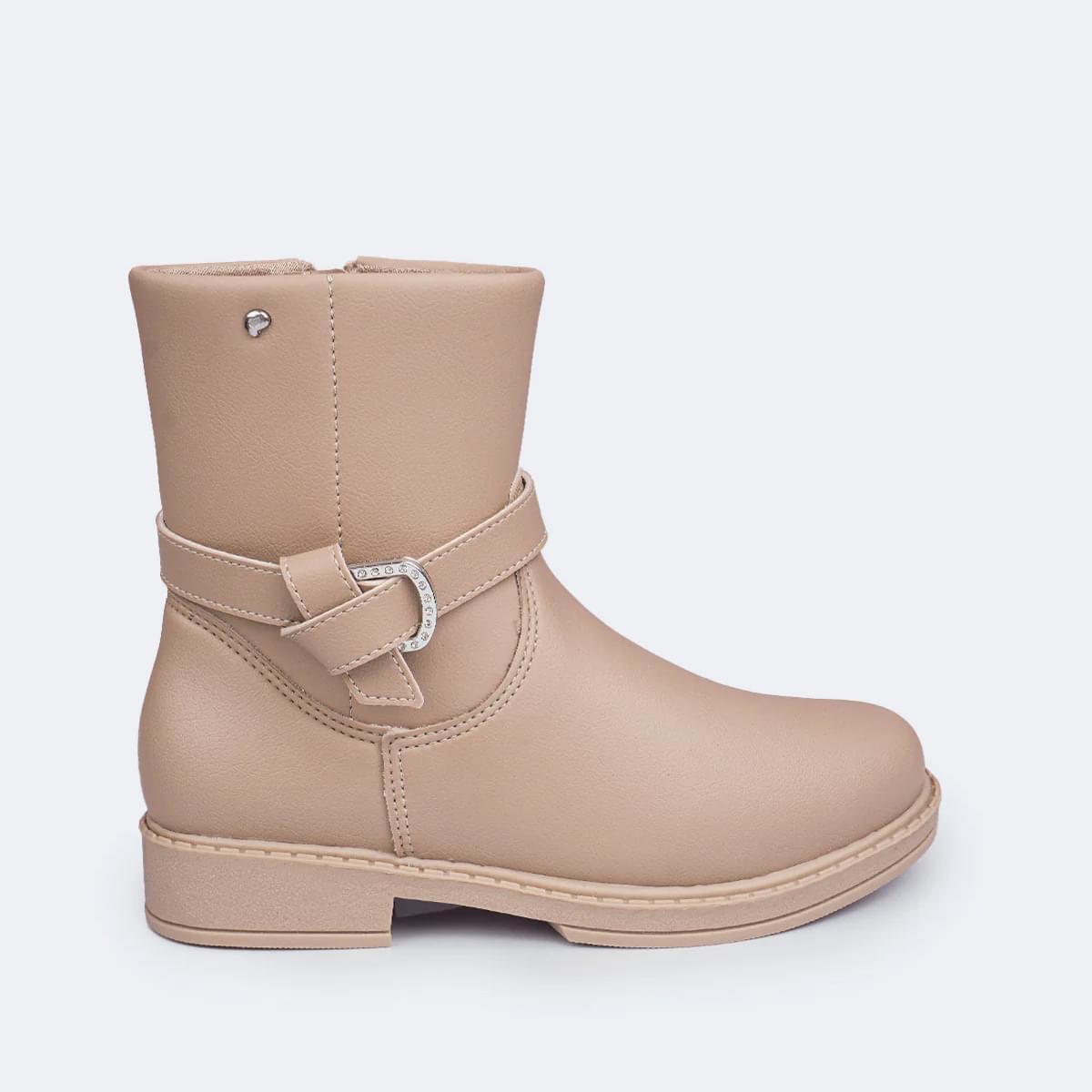 Bota Infantil Feminina Safira Montaria com Fivela Bege
