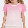 Camiseta Infantil Pampili Coração de Strass Degradê Off White e Rosa
