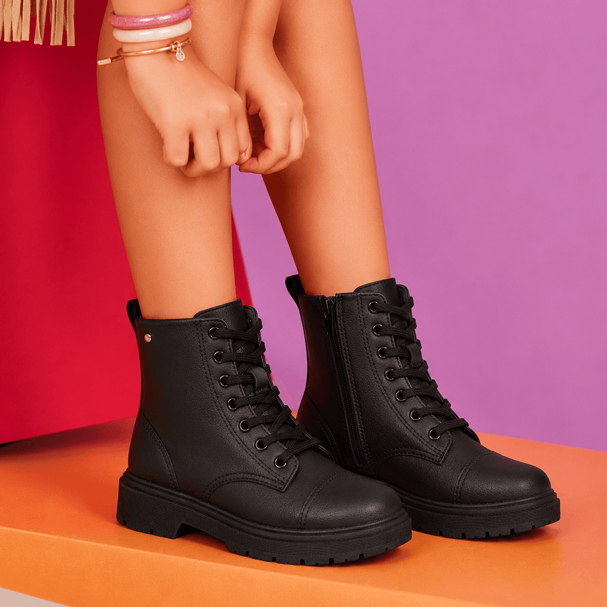 Bota Coturno Infantil Feminina Pampili Duda Preta